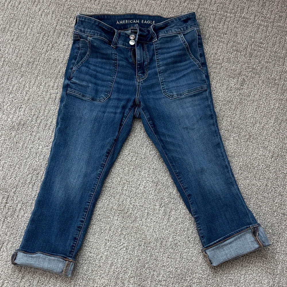 American Eagle Outfitters Dark Blue Cropped Jeans